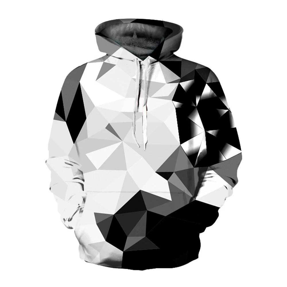 2018 Lovers Men/Women Streetwear 3D Hooded Hoodies Black And White Geometric Pattern Sweatshirt Mens Tracksuit Loose Pullover | Женская