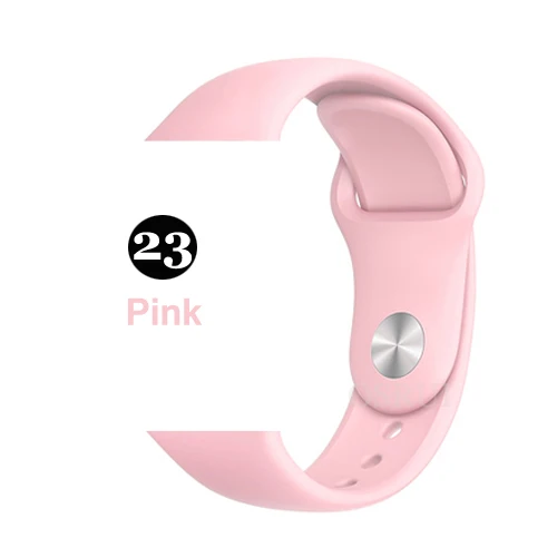 23-pink Ремешок для apple watch correa 42 мм 38 мм iwatch серия 44 мм 40 мм 5 4 3 спортивный силиконовый браслет аксессуары для apple watch - Цвет ремешка: 23-pink