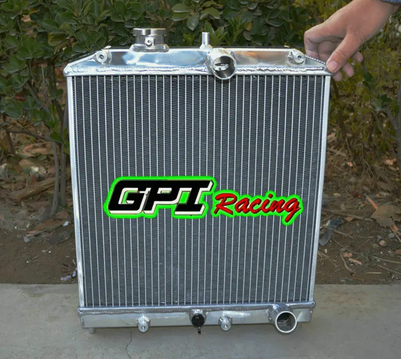 2 ROW 32MM IN/OUT PIPE Aluminum Radiator + shroud fan 92-00 for Honda Civic EK EG D15 D16 B16 B18 | Автомобили и мотоциклы