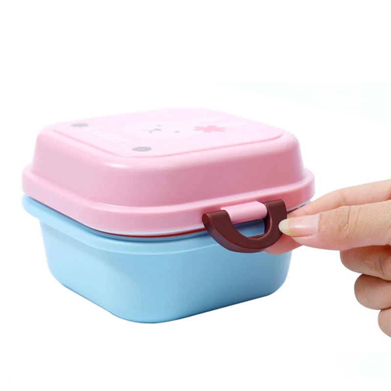 PINK Детская миска для кормления малышей, контейнер для еды, детская посуда, детская посуда, портативная посуда с крышкой, тарелка, лоток T0574 - Цвет: PINK