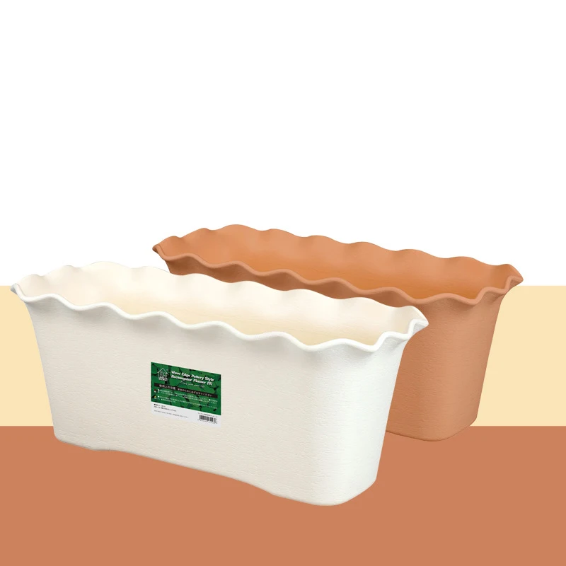 Прямоугольный пластиковый цветочный горшок волнистый гофрированный цветок