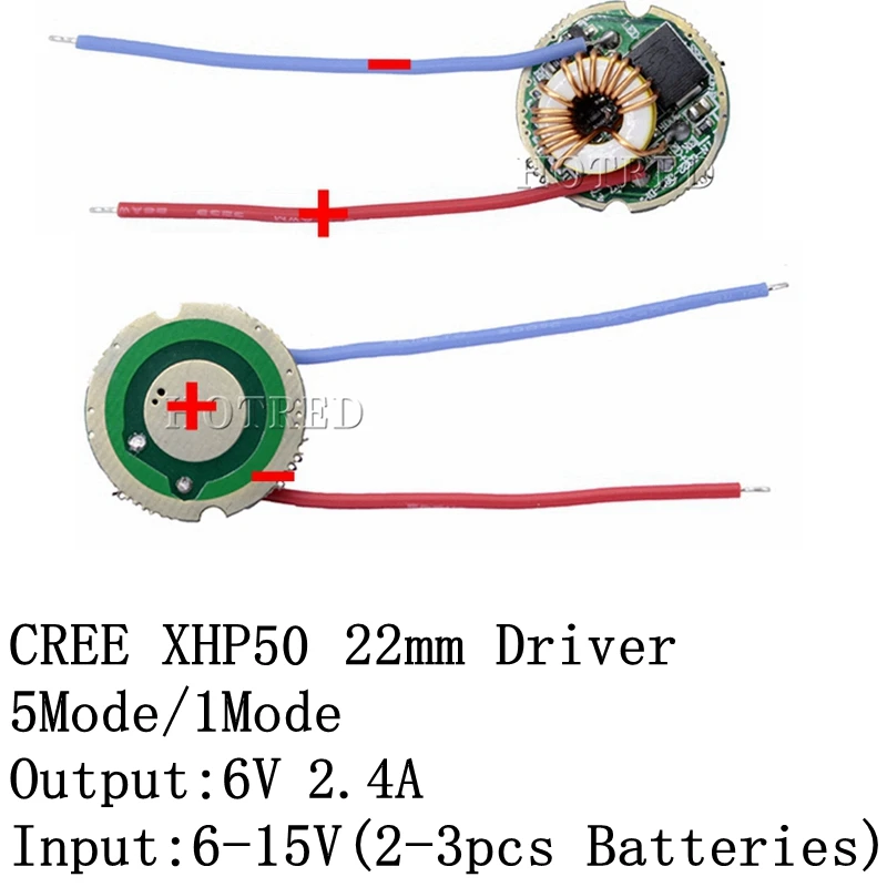 Светодиодный драйвер Cree XLamp XHP50 XHP50.2 6 в СВЕТОДИОДНЫЙ Драйвер 22 мм выход 2400 мА 5
