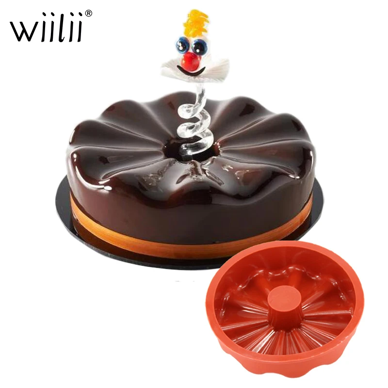 1 шт. круглая силиконовая форма для выпечки муссов антипригарная 1000 мл|flower