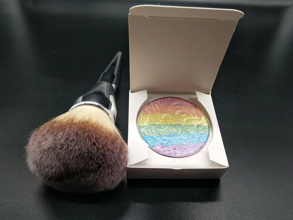 3D Радуга пудра хайлайтер + большая контурная кисть румяна палитра блестящий