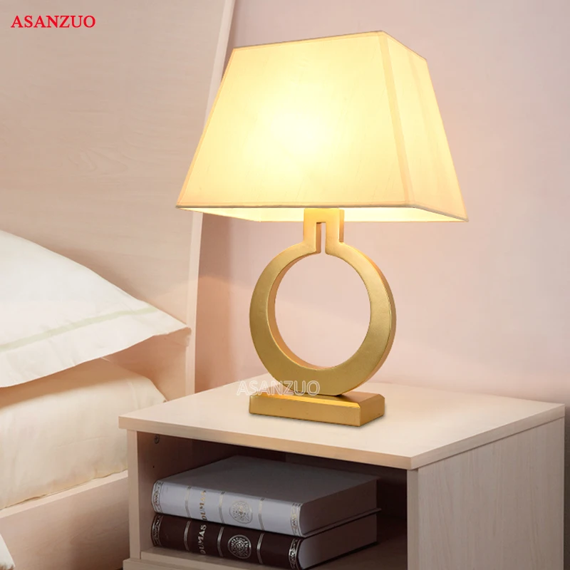 American modern luxury villa gold table decorating table lamp Nordic retro bedroom bedside LED reading lights