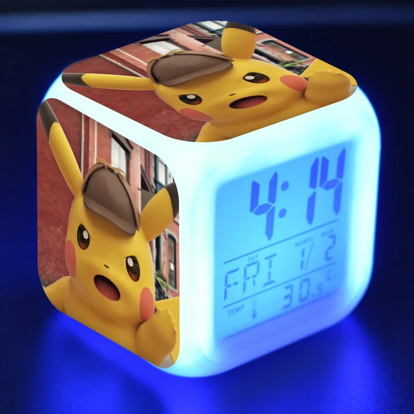 23 Цифровой Детский будильник Led reloj despertador мультфильм детектива Пикачу игрушки красочные светящиеся wekker настольные часы wake up светильник - Цвет: 23