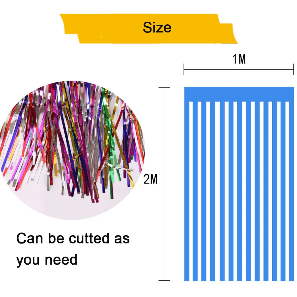 2M New Birthday Curtain Birthday Party Decorations Adult Party Backdrop Foil Curtain Wedding Tinsel Photo Booth Backdrop