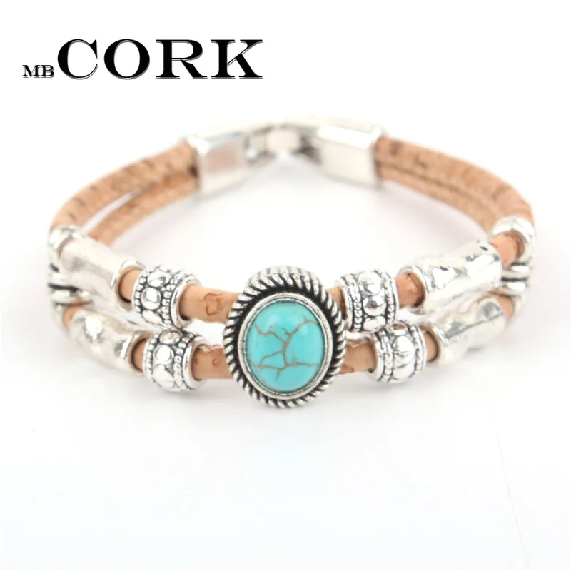 Браслет из пробки Женские винтажные деревянные украшения ручной работы