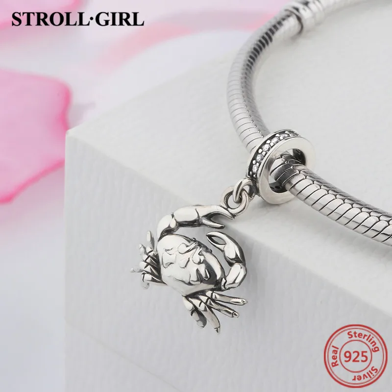 Stellgirl серебряные бусины 925 пробы краб-Кулон Шарм с камнем Европейский ювелирный браслет сделай сам для женщин Подарки