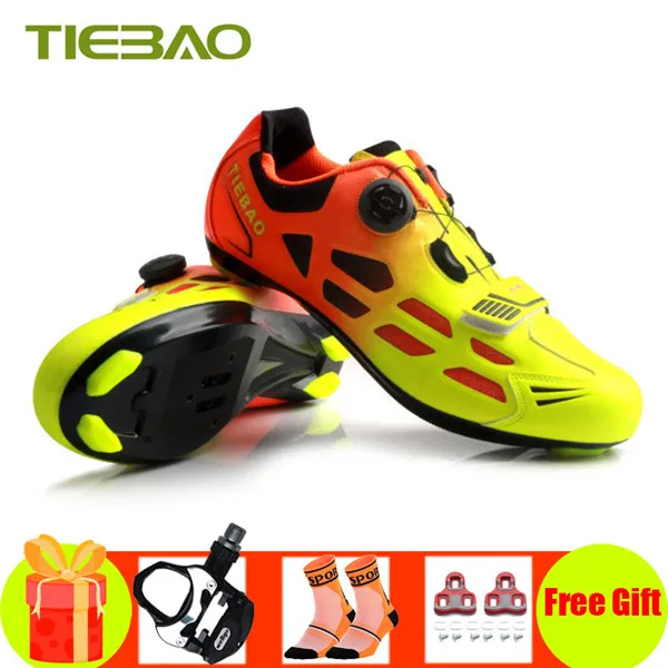 pedals with 1259A O Tiebao, обувь для шоссейного велосипеда, sapatilha ciclismo,, профессиональная обувь для шоссейного велосипеда, самоблокирующиеся SPD-SL, велосипедные кроссовки - Цвет: pedals with 1259A O