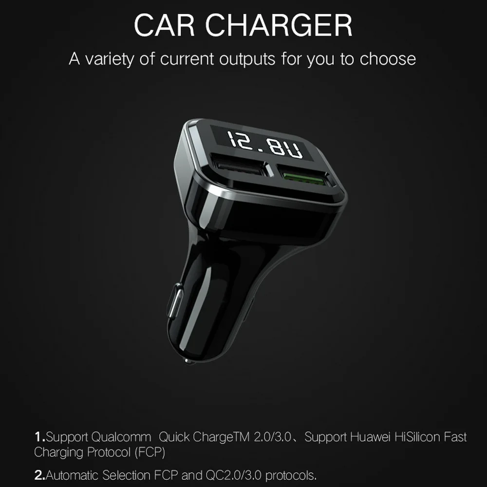 Kebidu kn315 QC3.0 + 2.4A Dual USB Автомобильное зарядное устройство Quick Charge мобильный телефон