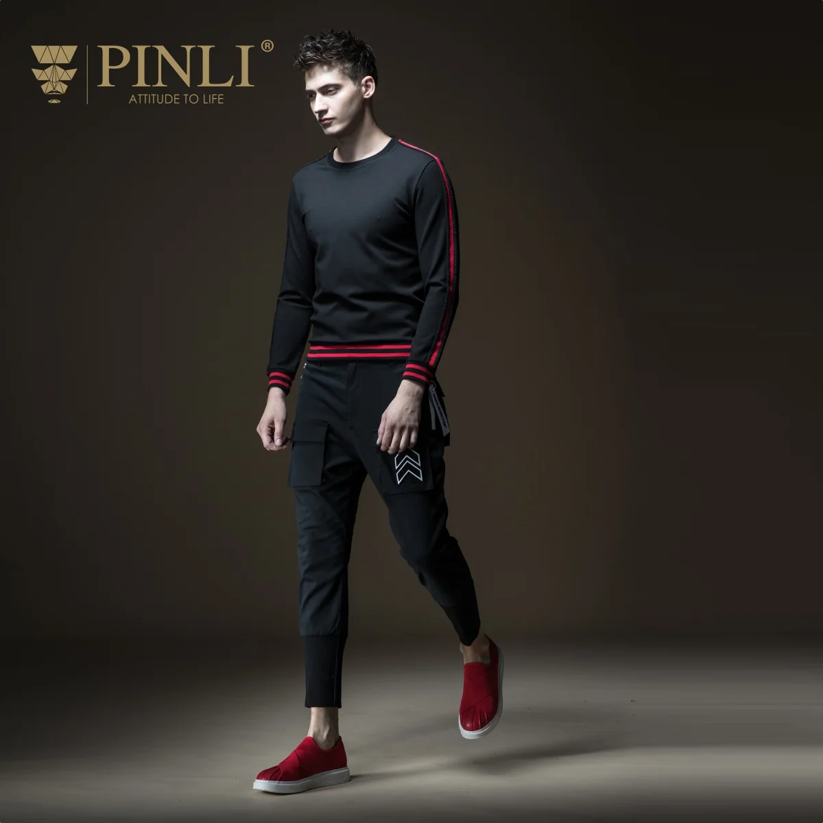 Мужские обтягивающие спортивные штаны средней длины Pinli Pin Li новая стильная