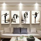 Картина для балетных танцев, домашний декор Скандинавская Картина на холсте, настенный плакат, европейская фигурка для рисования в стиле ретро, минималистский, для гостиной