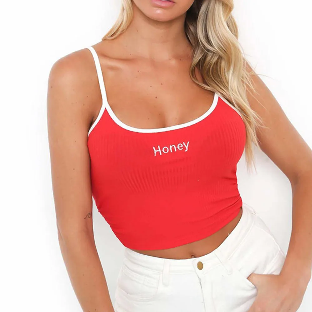 Summer Women Streetwear Letter Sleeveless Crop Top Women Party Tops For Women Festival Sexy Tops For Women Clubwear Cami