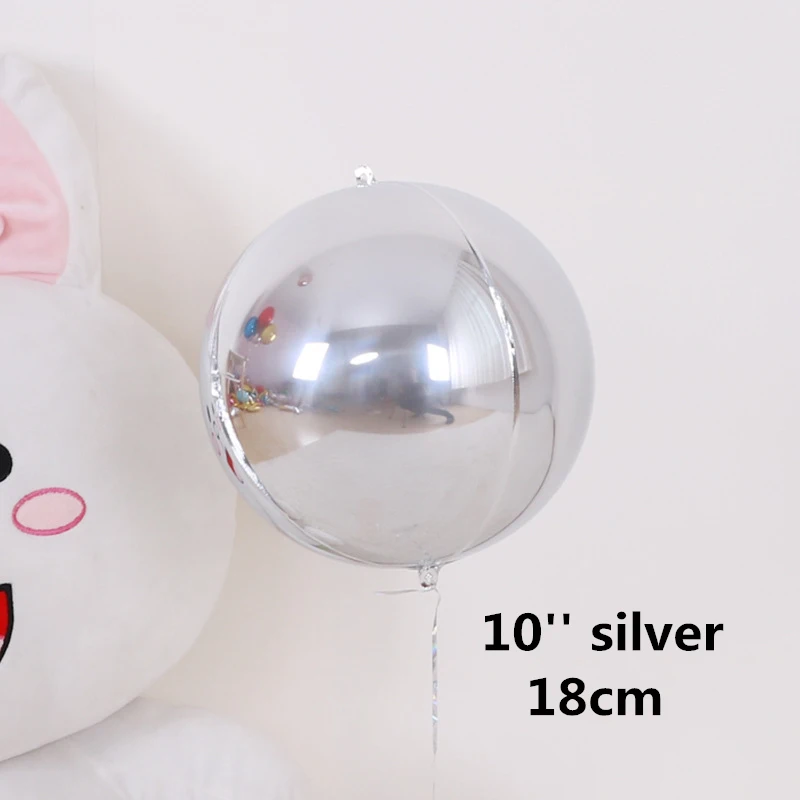 Danuyli 1 шт. 10 ''18'' 22 ''розовое золото 4D Круглый Свадебный шар День рождения украшение гелий алюминиевые фольги воздушные шары - Цвет: 10inch silver