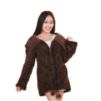 luxury women genuine mink fur ruffle design knitted mink fur coat jackets natural fur outerwear overcoat long female
