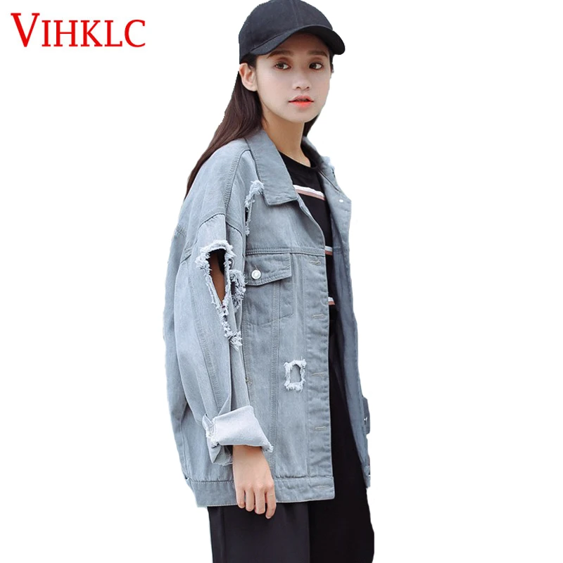 2017 джинсовые куртки большого размера Осенняя Модная Джинсовая куртка с длинными