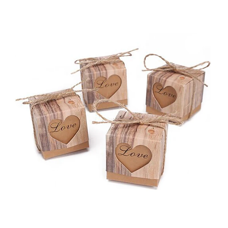 Свадебная коробка для конфет 10 шт./лот романтический Подарочный пакет из крафт