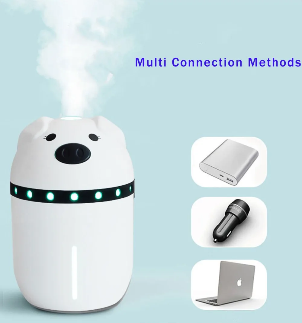 Pig Mini Mist USB Air Humidifier with Colorful Lights 3 in 1 Ultrasonic Diffuser Essential Oil Mist Purifier for Car Home