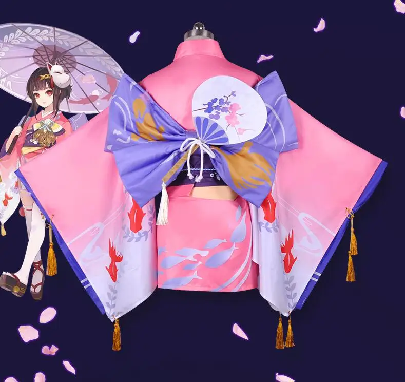 Игра Onmyoji Kagura Косплей Лето Новое кимоно из кожи Сакура Золотая Рыба полный