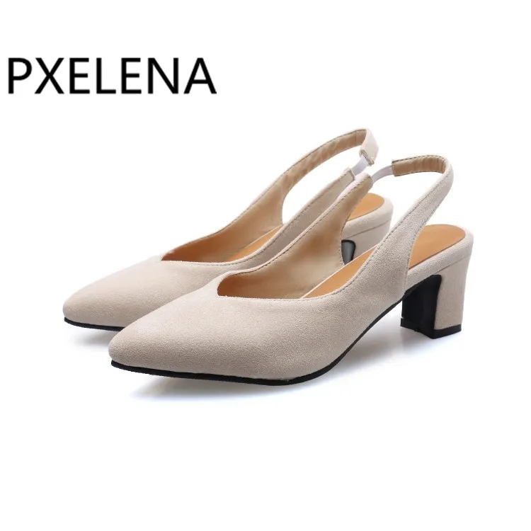 PXELENA весна осень 2019 женские туфли с ремешком на пятке из искусственной замши