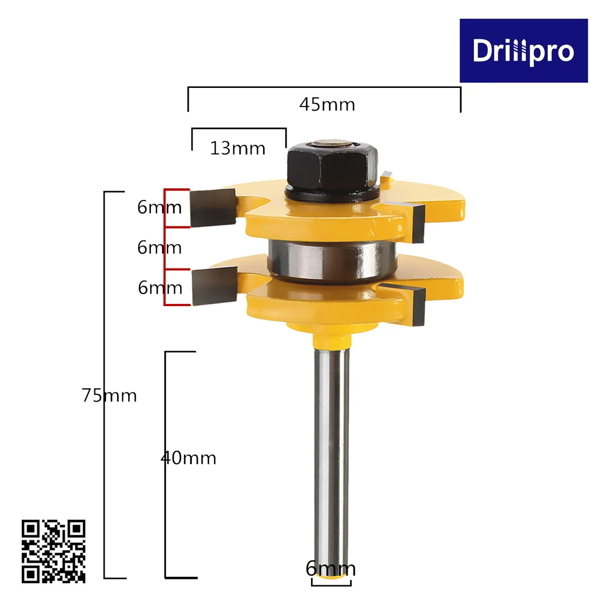Drillpro RB22 2 шт. язык и барабанный фрезерный станок набор 1/4 дюймов хвостовик 3 зубца t-образный фрезерный станок для древесины