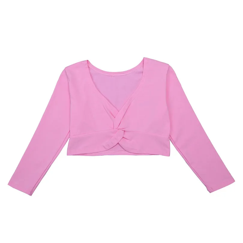 Хлопковая детская балетная куртка с длинными рукавами для девочек короткая