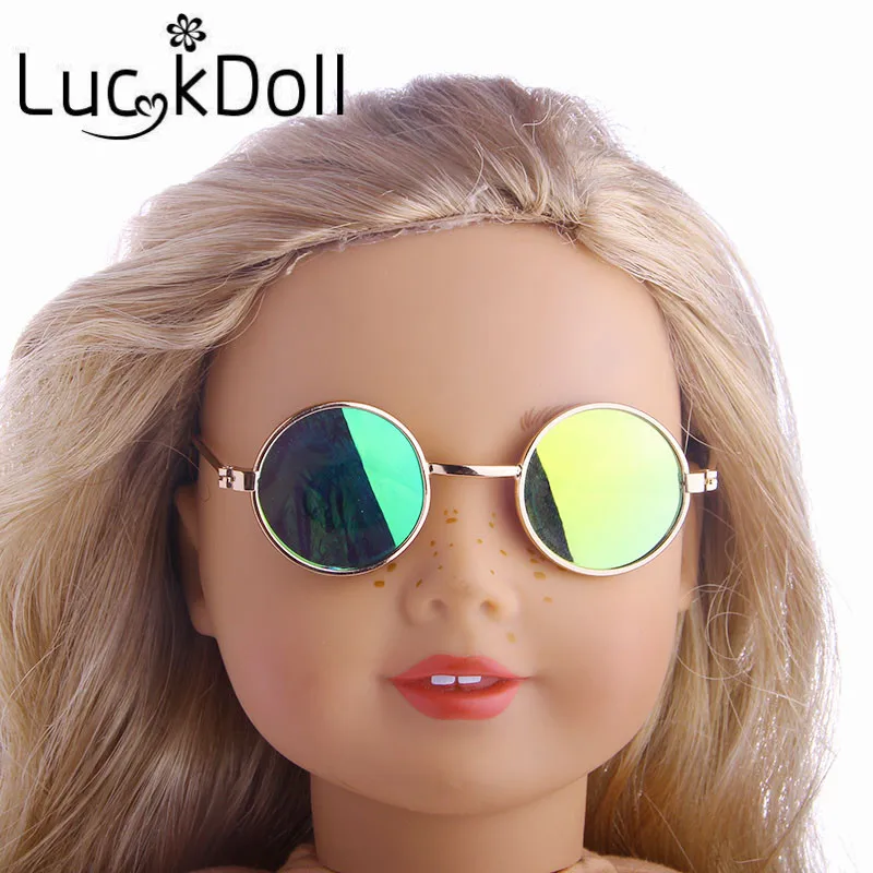 Luckdoll однотонные металлические круглые очки для 43 см кукла или 18 дюймов