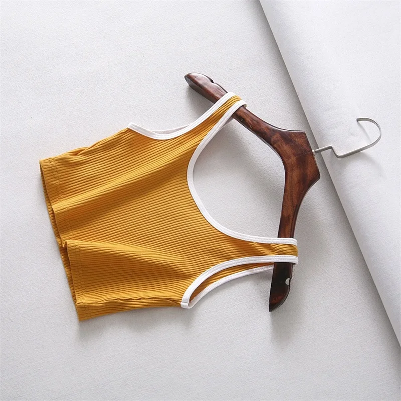 Женский ребристый укороченный топ с контрастной отделкой | Женская одежда