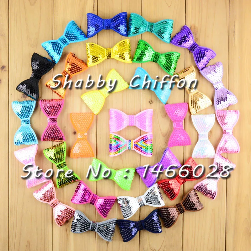 

60 pcs/lot , 8cm Sequin Bows , Wholesale Sequin Bows , Bow Knot Applique Bows