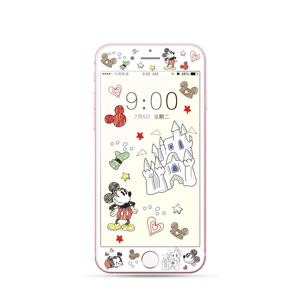 3D углеродное волокно мультфильм Закаленное стекло пленка для iPhone 6 6s 7 8 Plus Kitty Doraemon мышь Кумамон защитный экран протектор - Цвет: M112