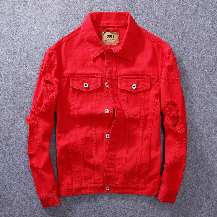 Мужская джинсовая винтажная приталенная куртка Весенняя верхняя одежда с