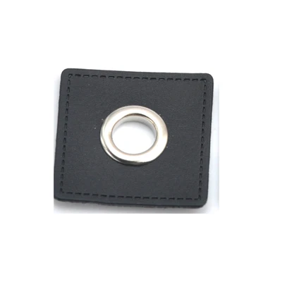 Black nickle eyelets 30 шт./партия, 37 мм квадратные черные/коричневые накладные этикетки из искусственной кожи+ внутренние металлические медные кольца 10 мм втулки - Цвет: Black nickle eyelets