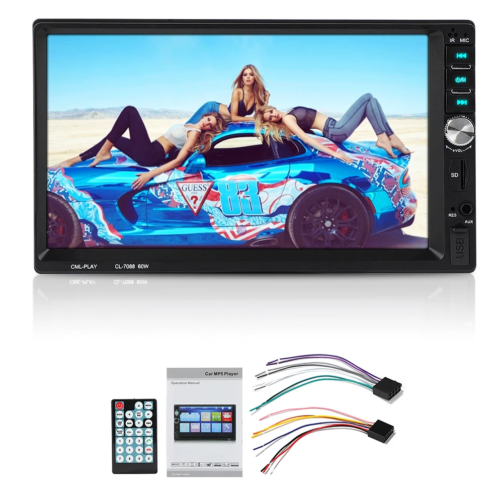 7 ''автомобильное радио EQ eEfects Mirror Link Bluetooth 1024*600 2 Din HD MP3/MP4/WMA плеер 7088B USB/Aux в Mutimedia