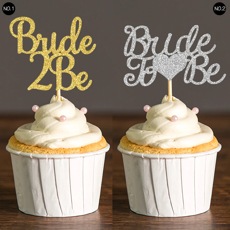 Золотистые и Серебристые блестящие топперы для невесты капкейков украшение