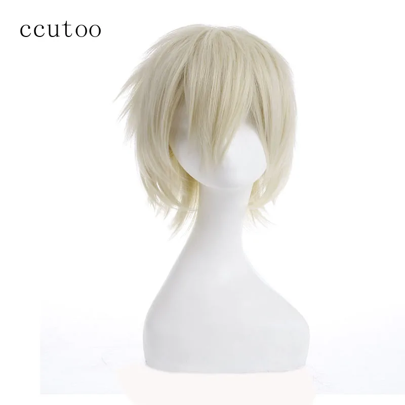 Ccutoo 30 см/1" Vocaloid Kaito темно-синего цвета с короткими аксессуар для волос пушистой цветок синтетический парик для студенческой вечеринки теплостойкое волокно