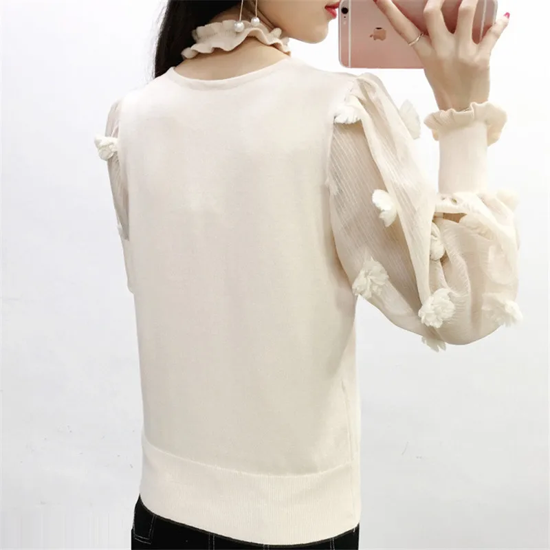 2019 Осень женское платье-свитер с оборками для подвешивания v-образным вырезом