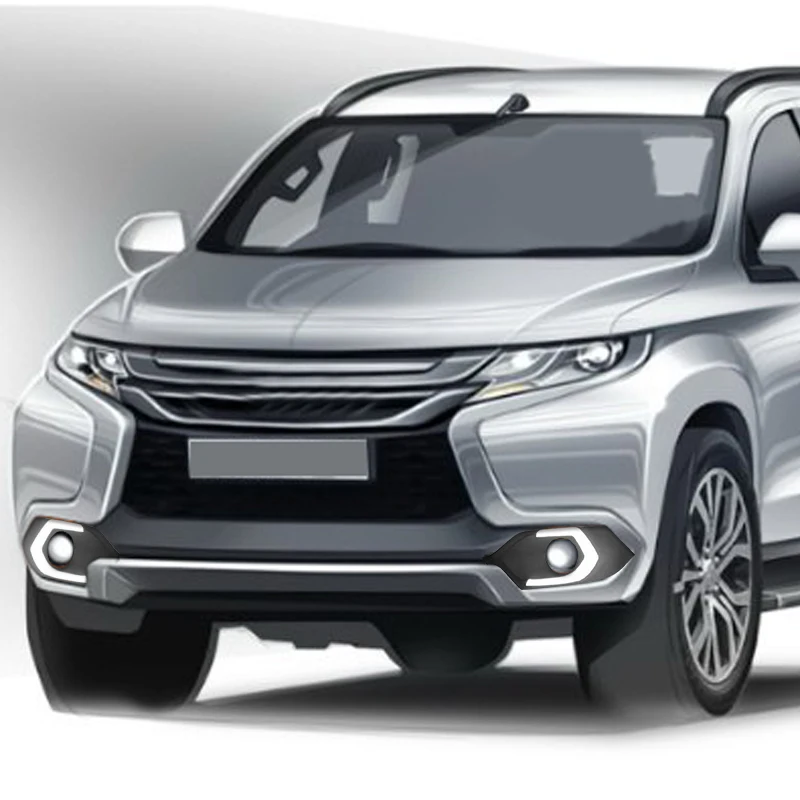 Hlxg 2 шт. 12 В светодиодные дневные ходовые огни DRL подходят для Mitsubishi Pajero Sport 2013 2014 2015
