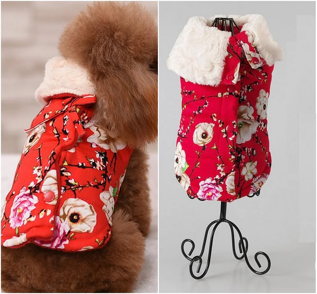 Bigeyedog китайская Новогодняя одежда для собак зимняя одежда для домашних животных в китайском стиле Одежда для щенков пальто куртка Одежда Пудель наряд