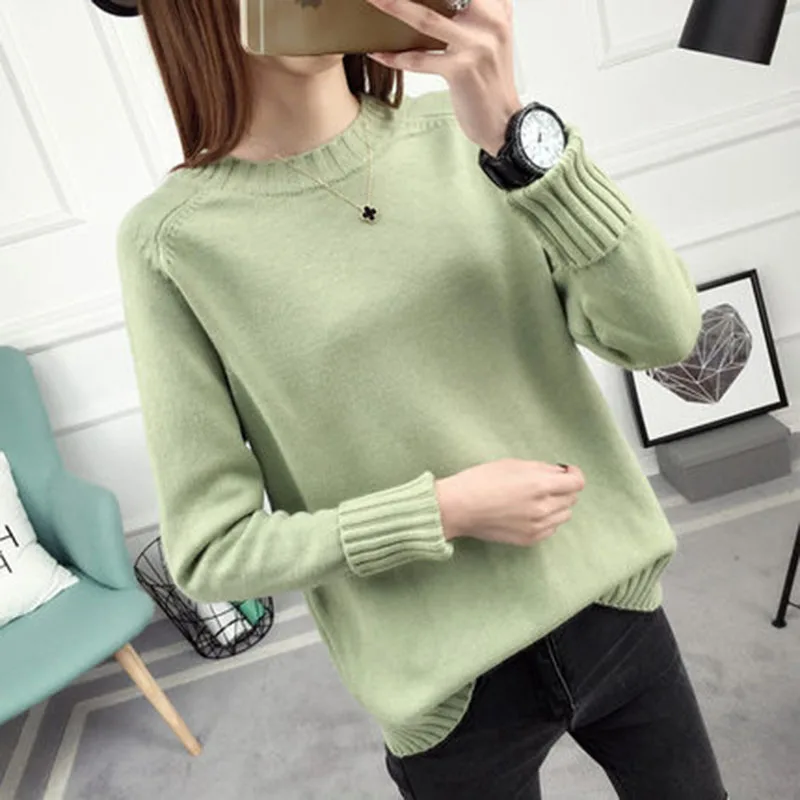 

2019 Autumn and winter New Korean Half turtleneck Sweater jacket Womens Long Sleeve Set head All-match knitted Sweater woman