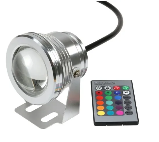 Быстрая доставка 10 Вт подводный IP68 RGB Светодиодный прожектор для сада бассейна + 24