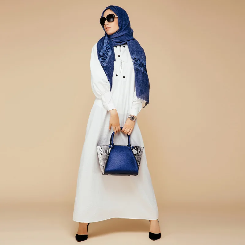 Однотонное мусульманское арабское Макси платье с длинным рукавом турецкий халат