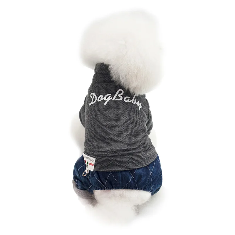 Одежда для питомцев С буквенным принтом маленьких собак Джинсовый комбинезон