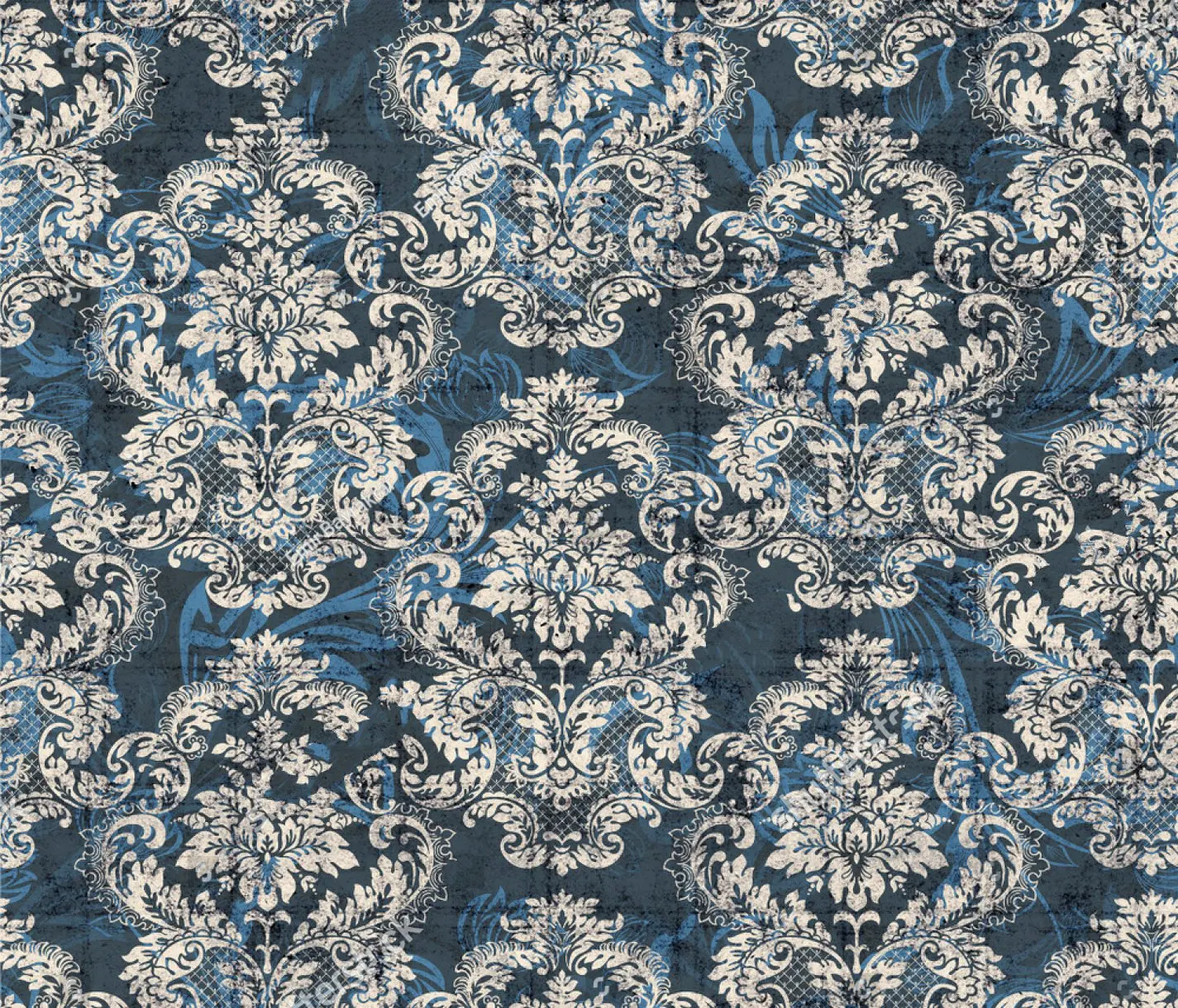 

damask vintage blue old photography studio background High quality Computer print wall backdrop