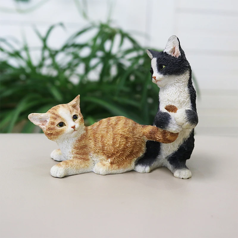 Мода сад кошка фигурка модель кошки милые украшения автомобиля декоративные ремесленные фигурки миниатюрные украшения кошка модель интерьера