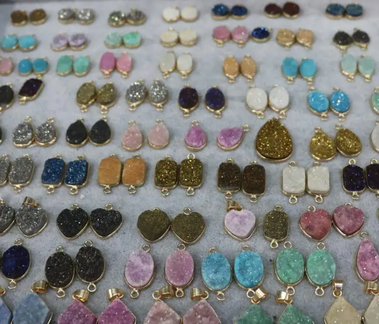 4 шт. позолоченные металлические капли Druzy коннектор много цветов на выбор также у
