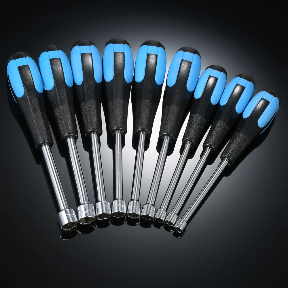 9pcs Hollow Shaft Nut Driver Set Metric Sizes Hex Bit Sockets 5mm/5.5mm/6mm/7mm/8mm/9mm/10mm/11mm/12mm | Инструменты
