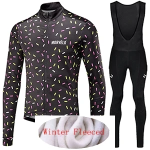 SET B Morvelo/ зимний комплект из теплого флиса с длинными рукавами, теплая одежда, Майо, ciclismo, велосипедная зимняя одежда для велоспорта Ropa de invierno - Цвет: SET B