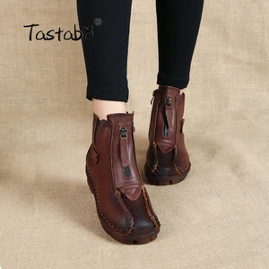 Женские ботинки ручной работы Tastabo, мягкие ботинки из натуральной кожи на плоской подошве, удобные мокасины