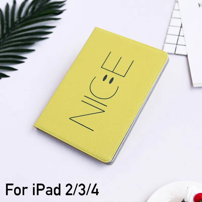 for ipad 2 3 4 Умный чехол-подставка с функцией автоматического пробуждения/сна для планшетов ipad 2 3 4 Mini 1 2 3 из искусственной кожи с Откидывающейся Крышкой и смайликом для ipad air 1 2 - Цвет: for ipad 2 3 4
